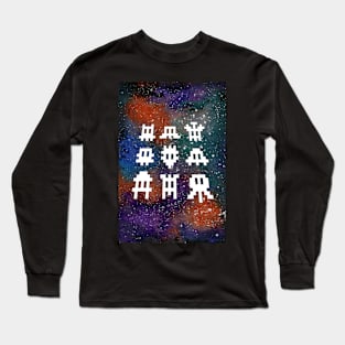 Pixel Invaders Watercolour Long Sleeve T-Shirt